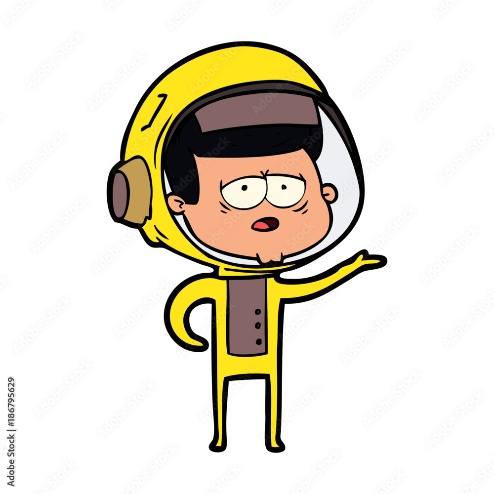 cartoon tired astronaut