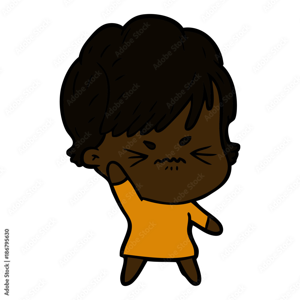 cartoon frustrated woman