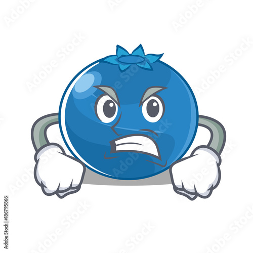 Photo Angry blueberry character cartoon style