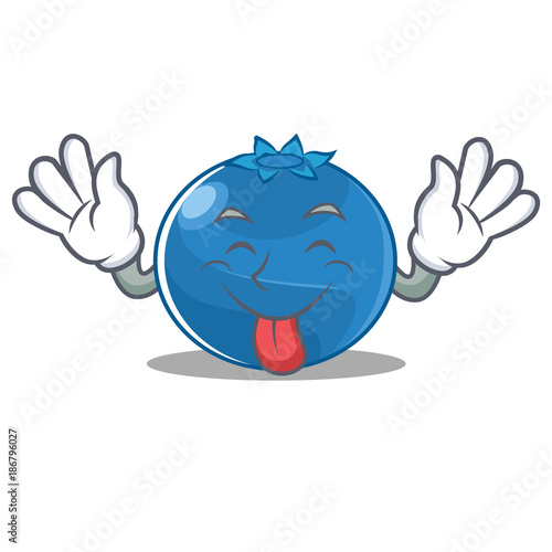 Tongue out blueberry character cartoon style