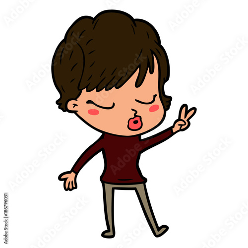 cartoon woman with eyes shut
