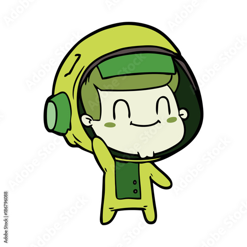 happy cartoon astronaut man