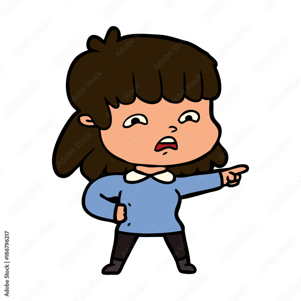 cartoon worried woman