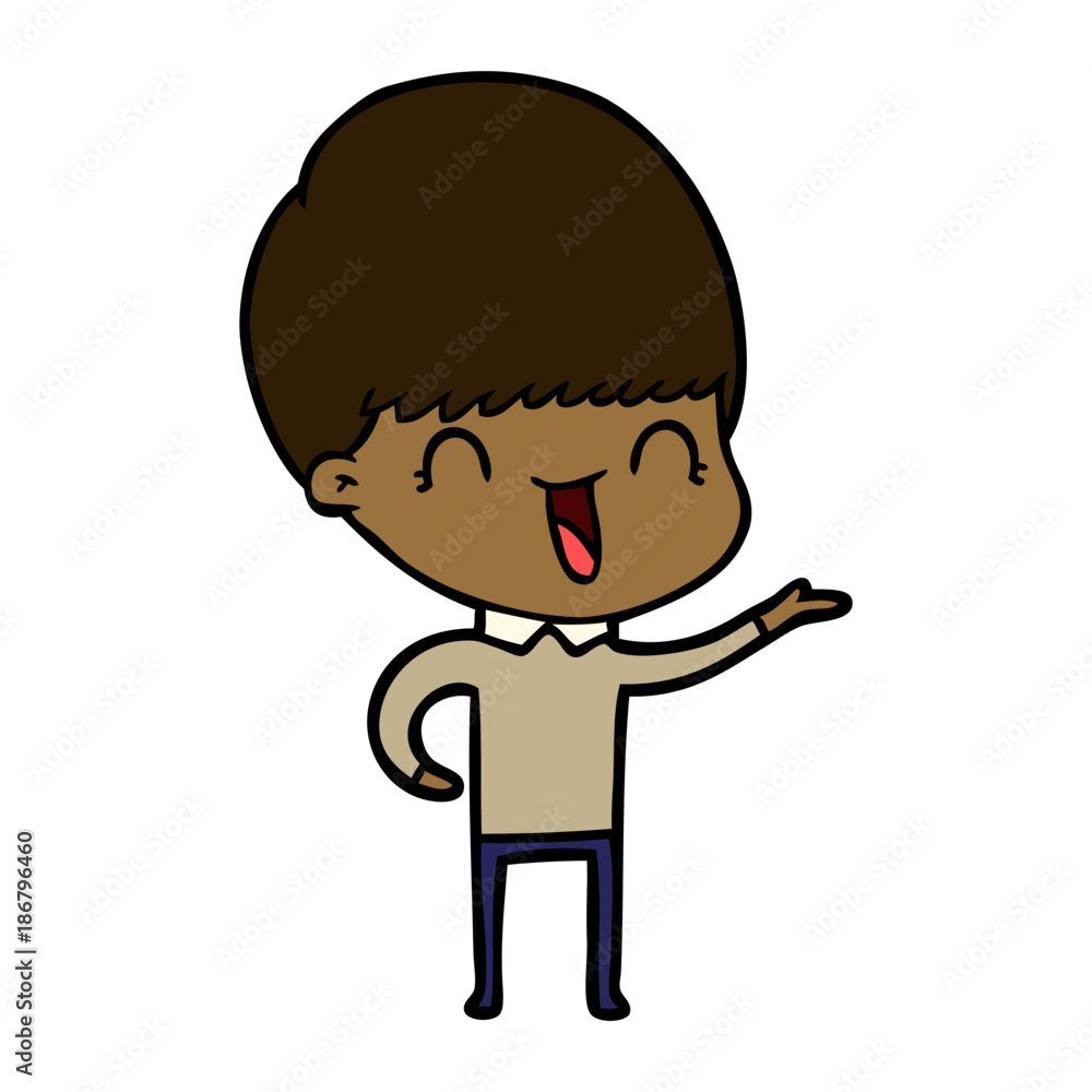 happy cartoon boy