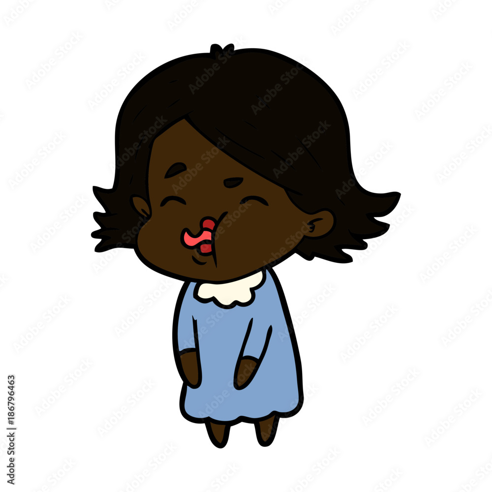 cartoon girl pulling face cartoon girl pulling face