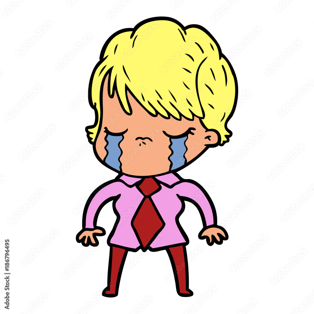 Fototapeta premium cartoon woman crying