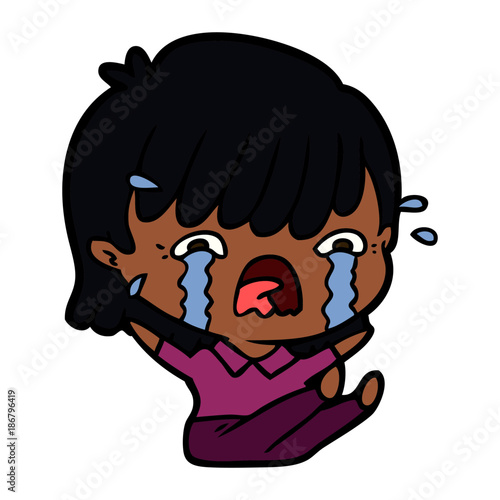 cartoon girl crying