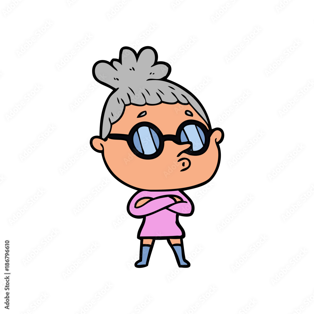 cartoon woman wearing glasses