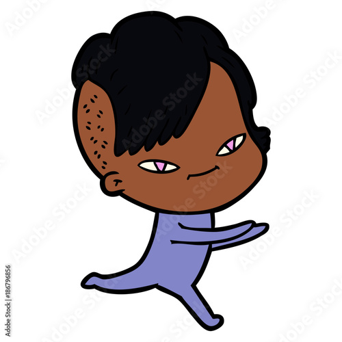 cute cartoon girl with hipster haircut