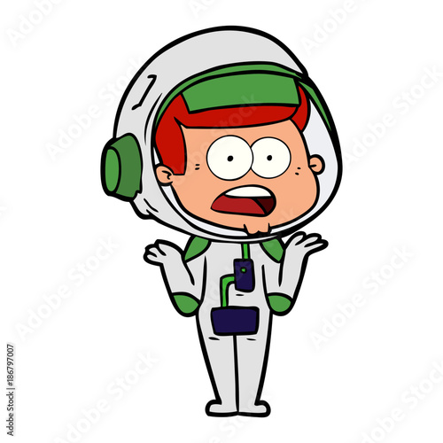 cartoon surprised astronaut