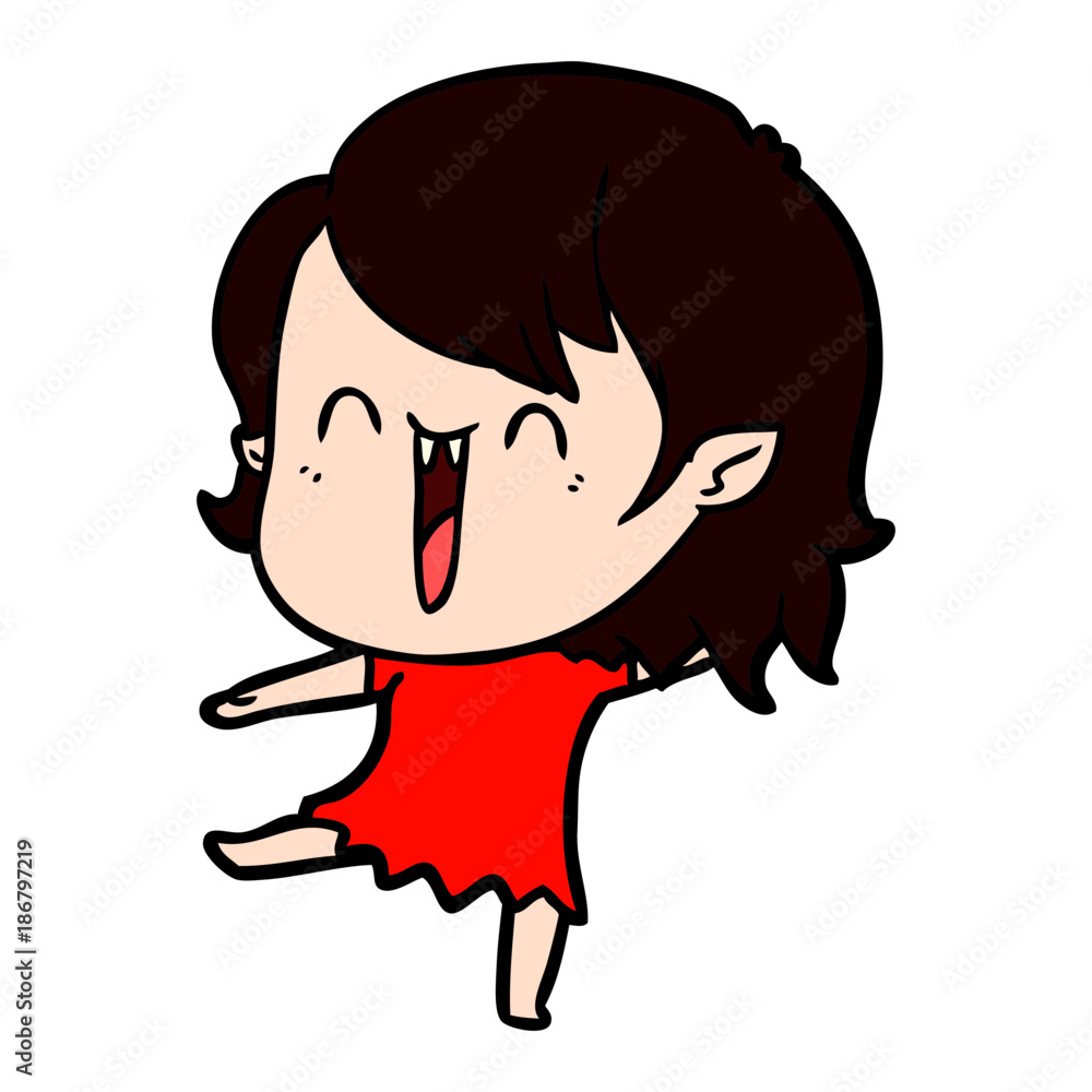 cute cartoon happy vampire girl