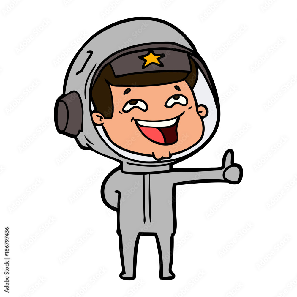 cartoon laughing astronaut