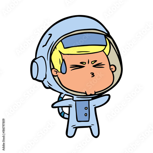 cartoon stressed astronaut