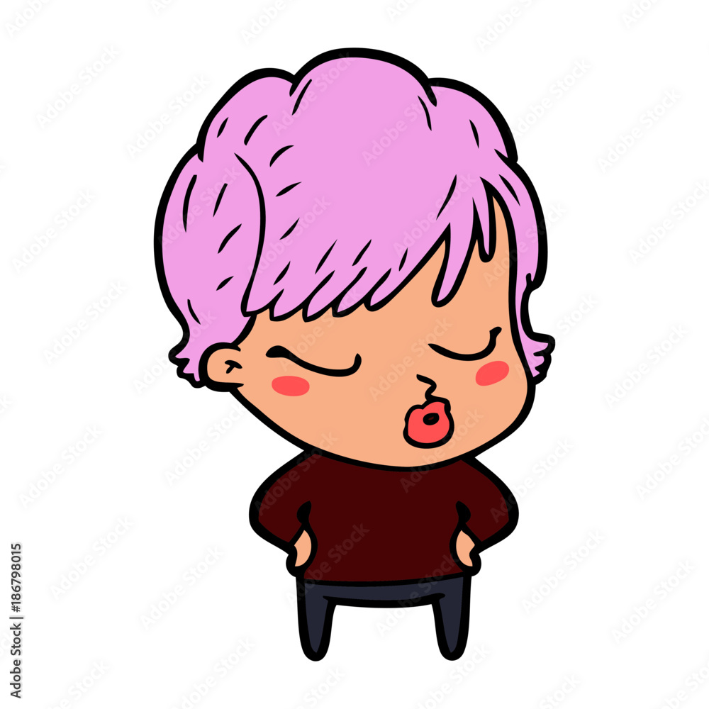 cartoon woman with eyes shut cartoon woman with eyes shut