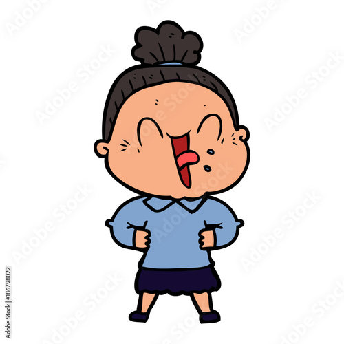 cartoon happy old woman