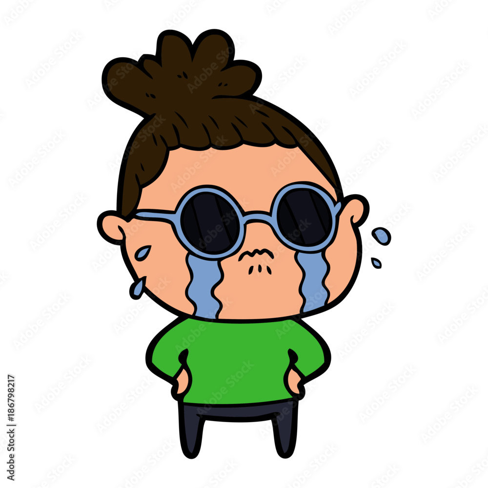 cartoon crying woman wearing sunglasses cartoon crying woman wearing sunglasses