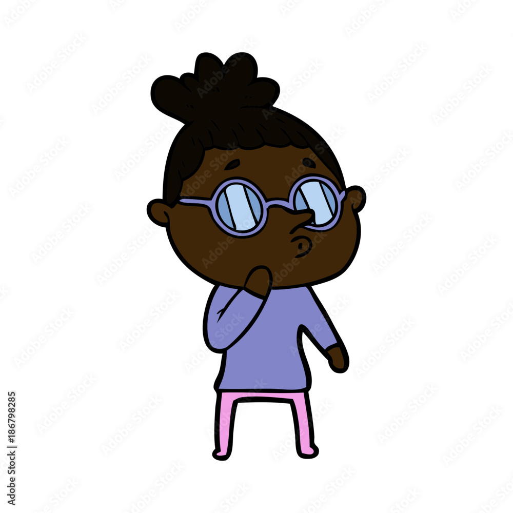 cartoon woman wearing glasses