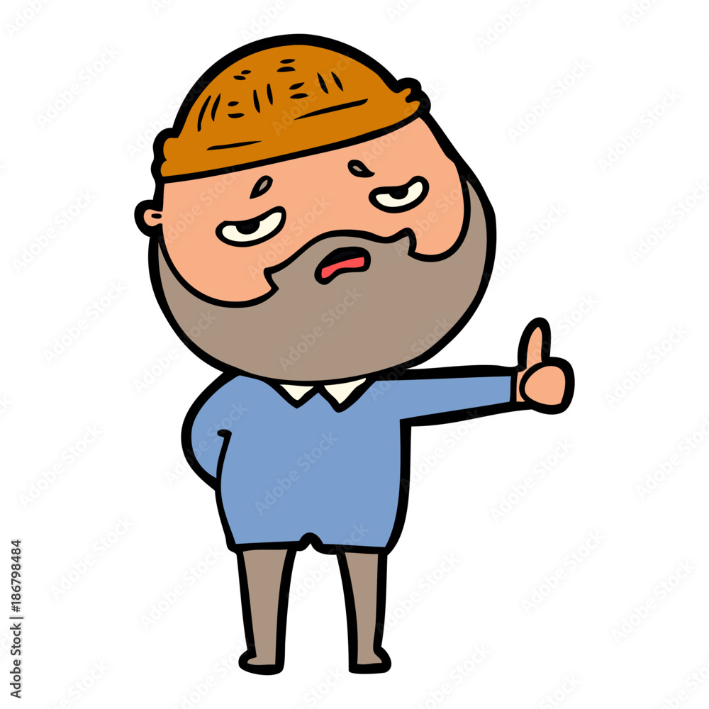 cartoon worried man with beard cartoon worried man with beard