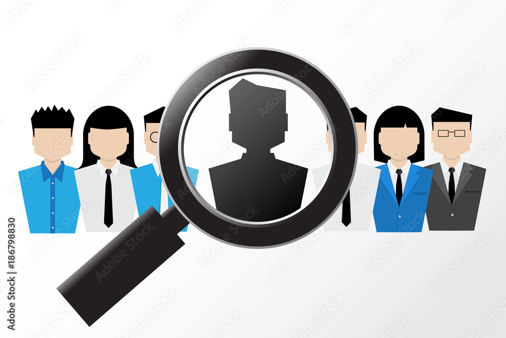 magnifying glass on people icon for recruitment magnifying glass on people icon for recruitment