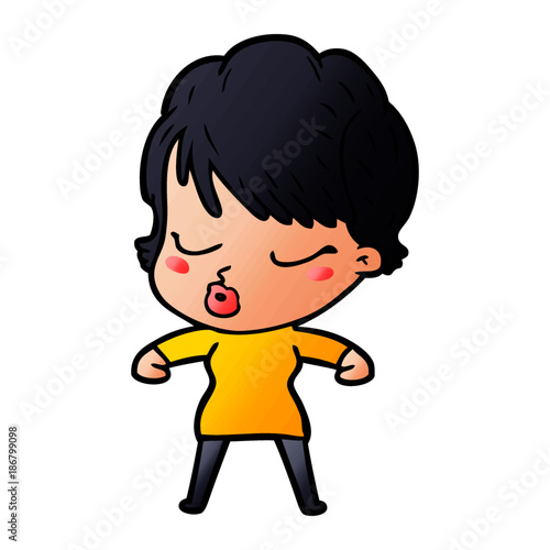 cartoon woman with eyes shut