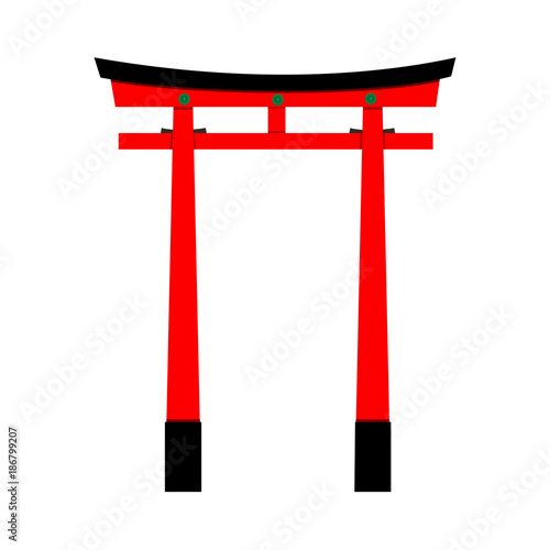 Torii Japan gate icon in flat style on a white background