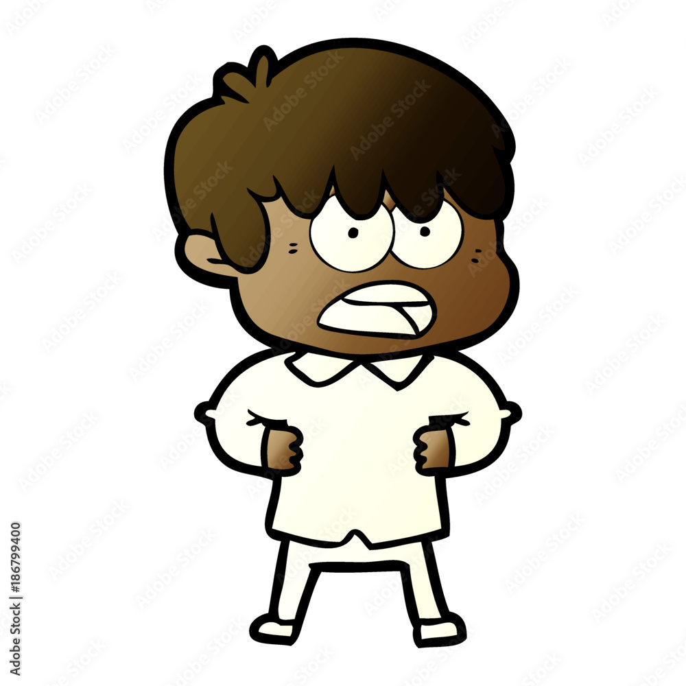 worried cartoon boy