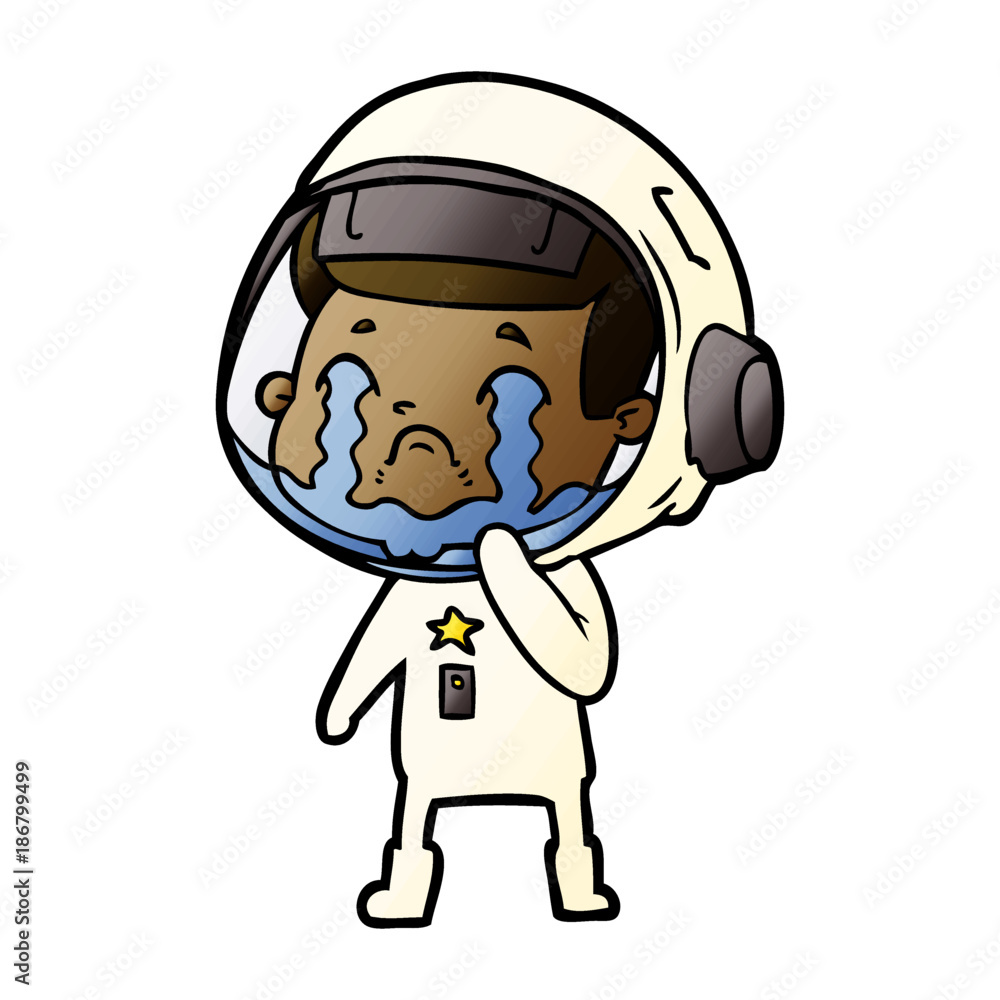 cartoon crying astronaut