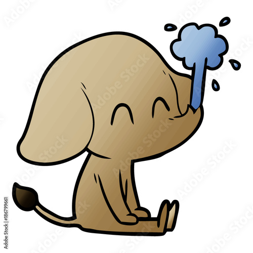 cute cartoon elephant spouting water