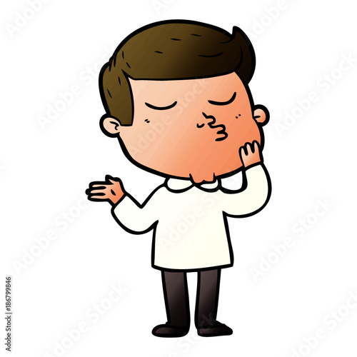 cartoon model guy pouting