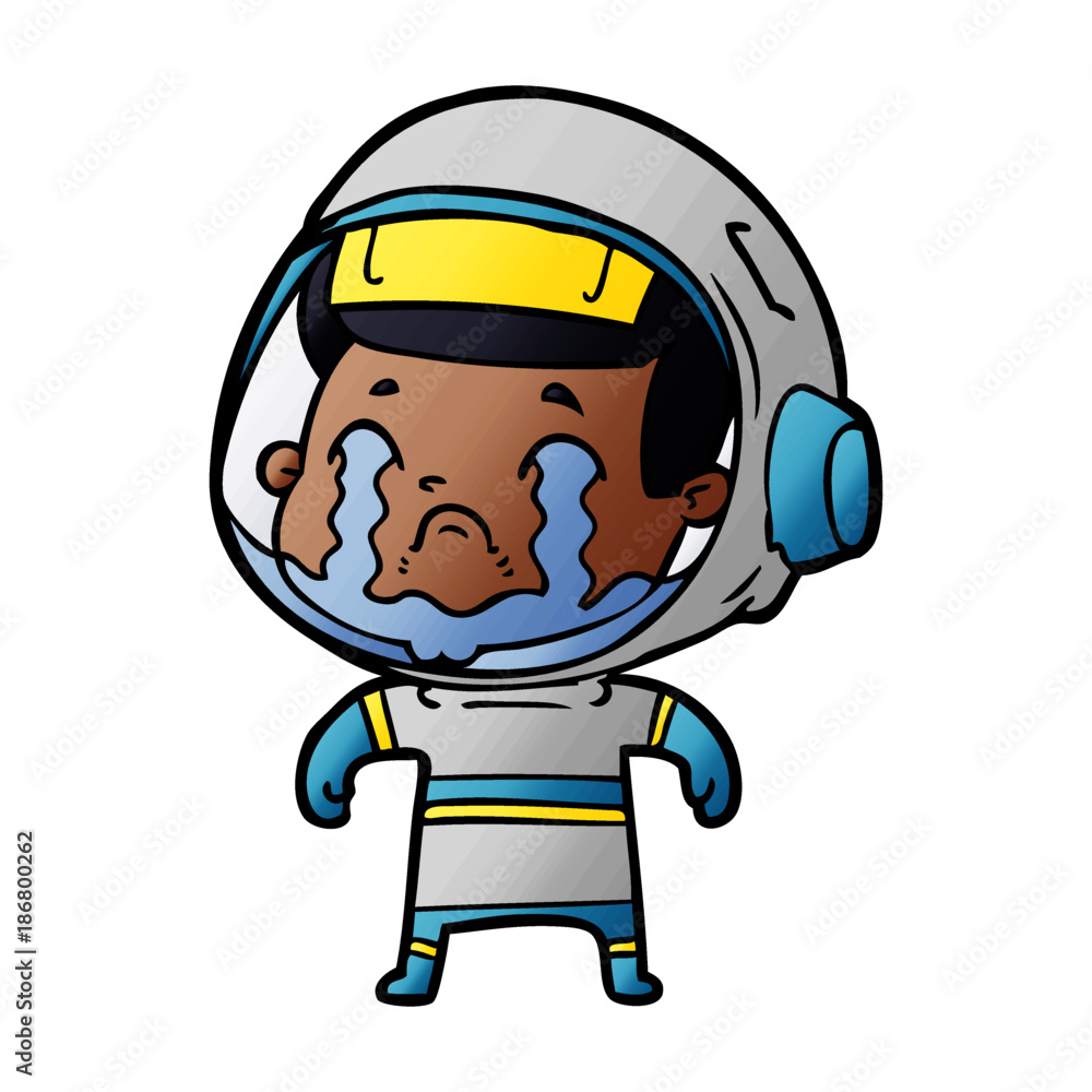 Fototapeta premium cartoon crying astronaut