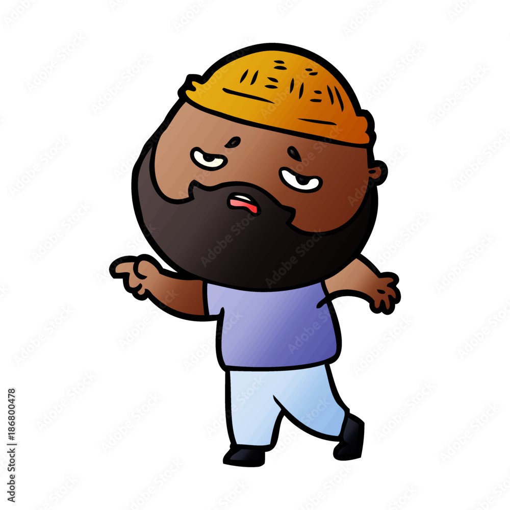 Fototapeta premium cartoon worried man with beard