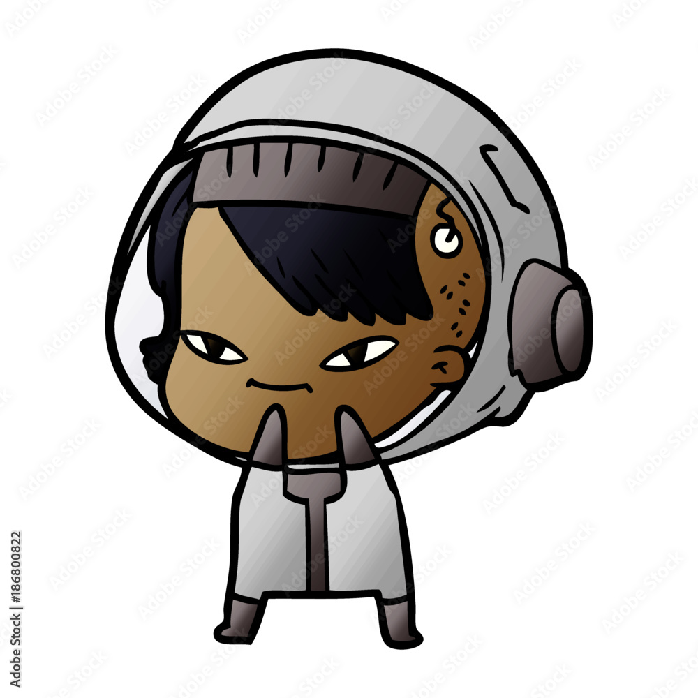 cartoon astronaut woman