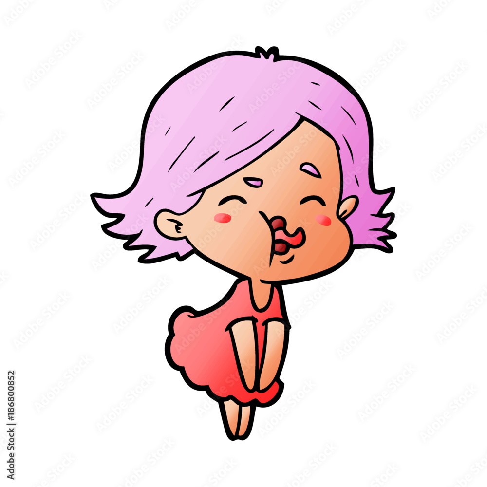 cartoon girl pulling face cartoon girl pulling face
