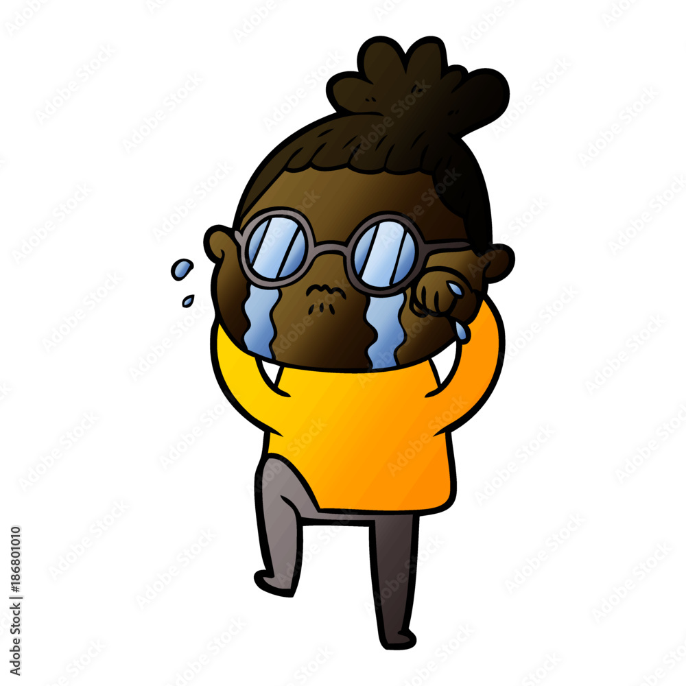 cartoon crying woman wearing spectacles cartoon crying woman wearing spectacles