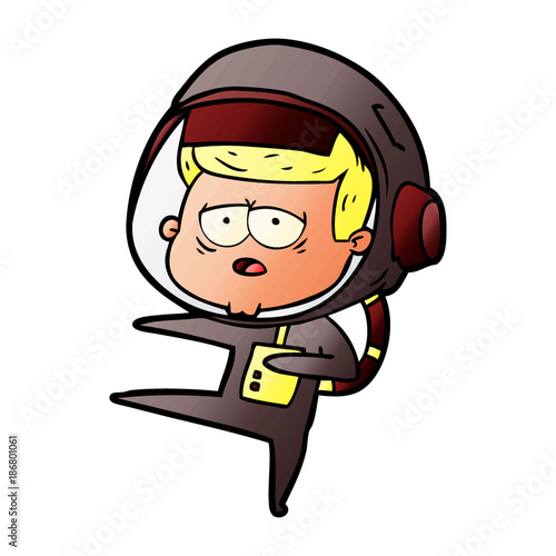 cartoon tired astronaut