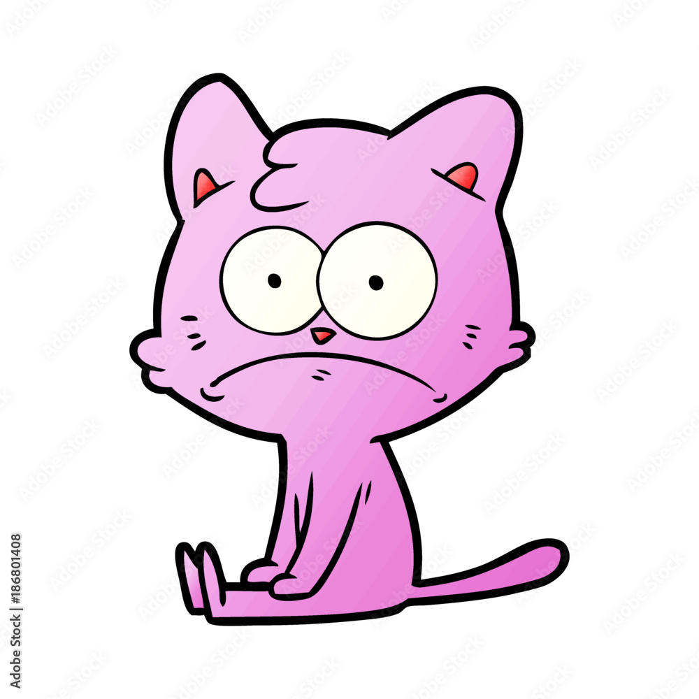 cartoon nervous cat