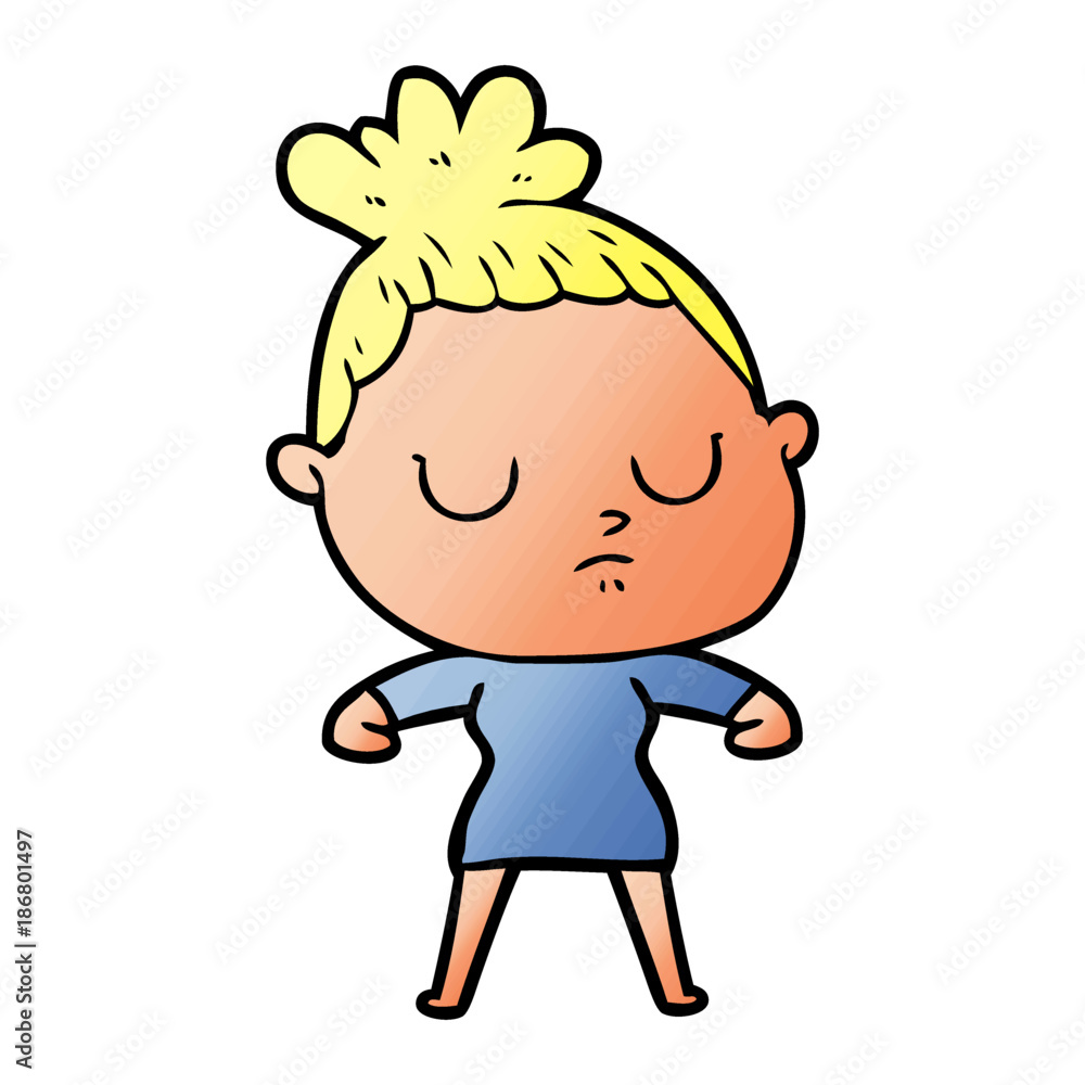 cartoon calm woman cartoon calm woman