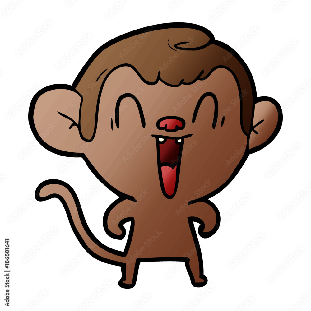 Obraz premium cartoon laughing monkey