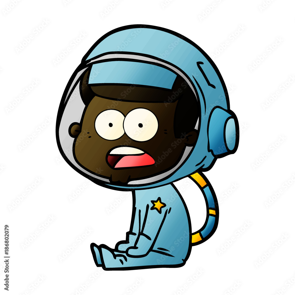 cartoon surprised astronaut