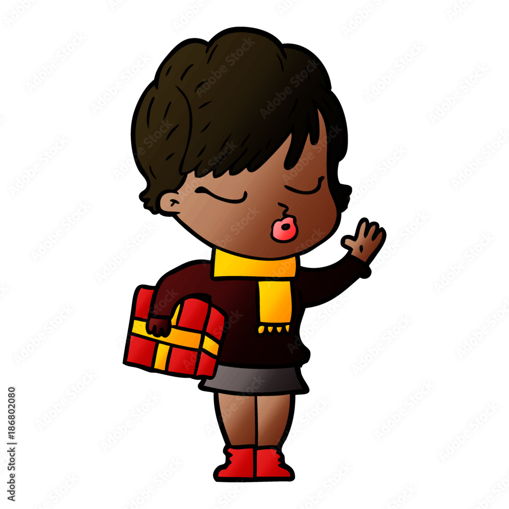 cartoon woman with eyes shut