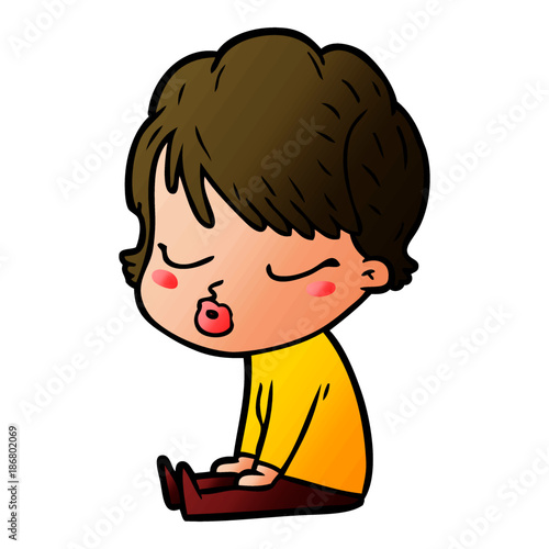 cartoon woman with eyes shut