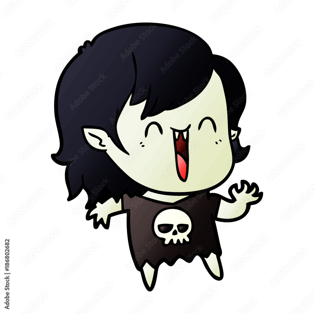 Obraz premium cute cartoon happy vampire girl
