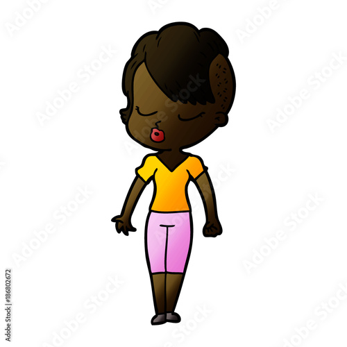cartoon pretty hipster girl