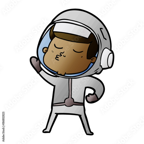 cartoon confident astronaut