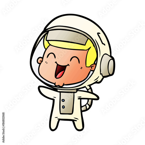 happy cartoon astronaut