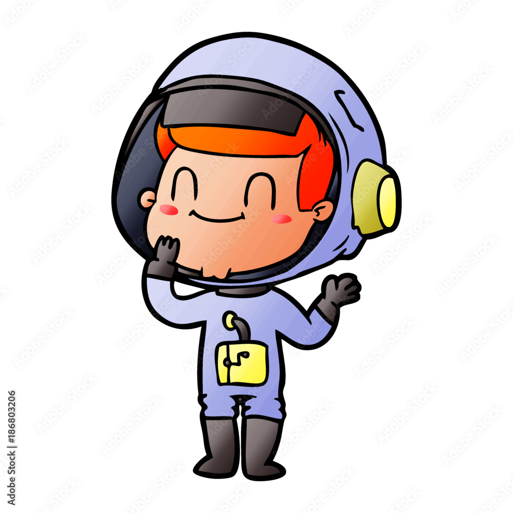 happy cartoon astronaut man