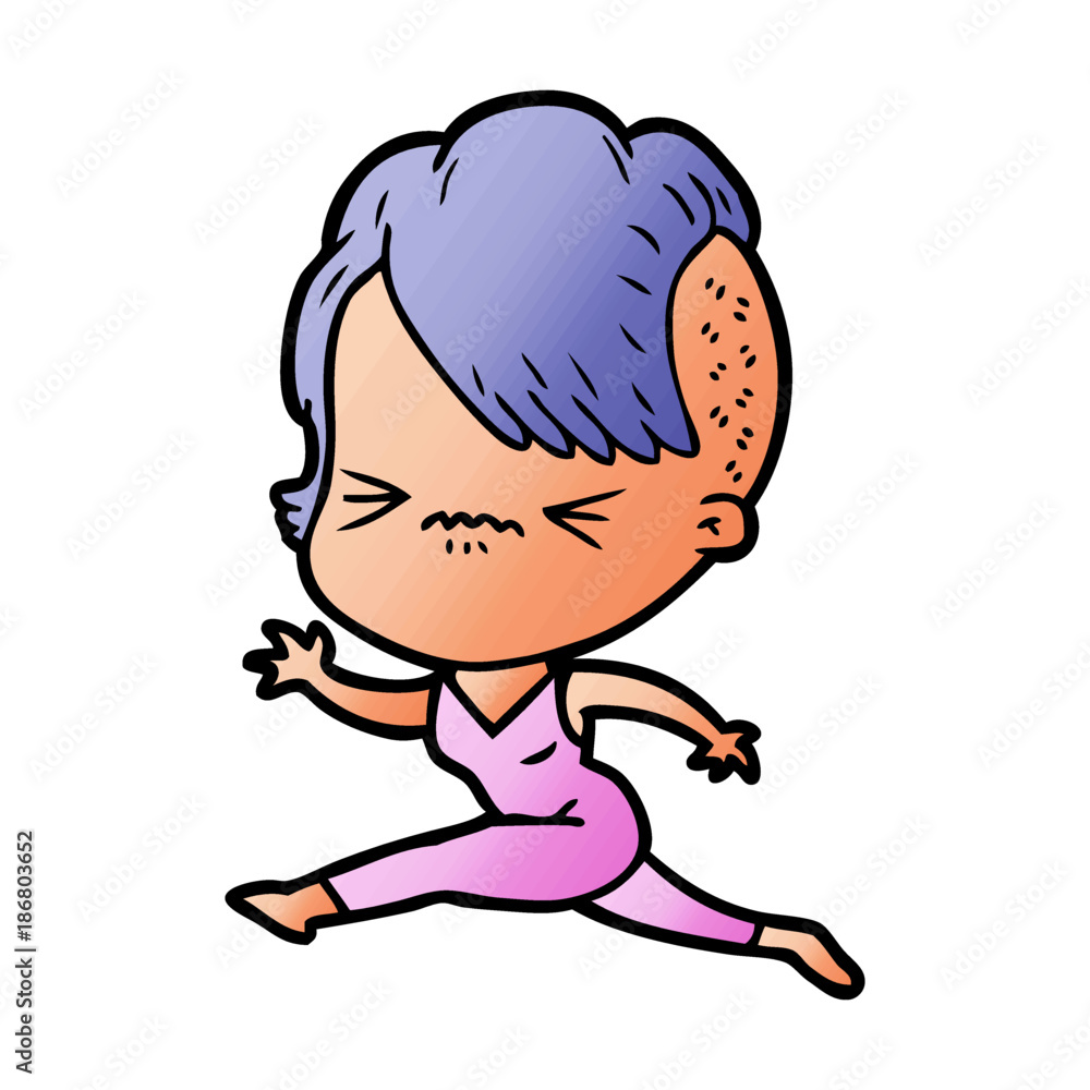 cartoon annoyed hipster girl cartoon annoyed hipster girl