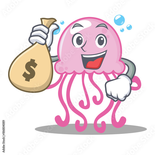 With money bag cute jellyfish character cartoon