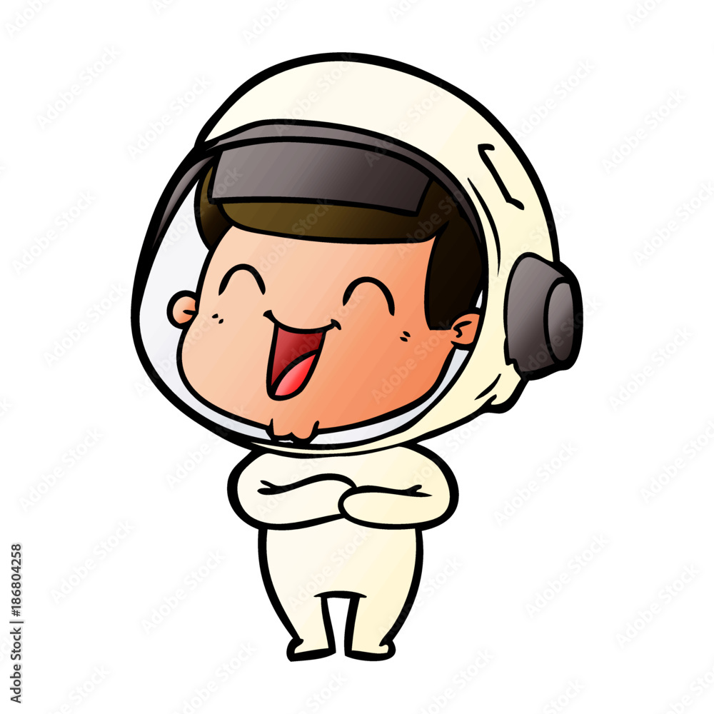 happy cartoon astronaut