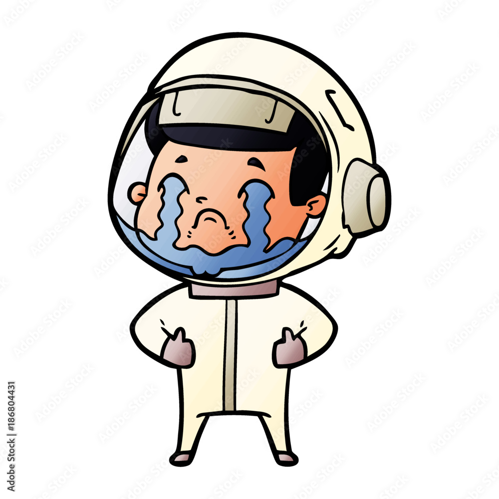 cartoon crying astronaut